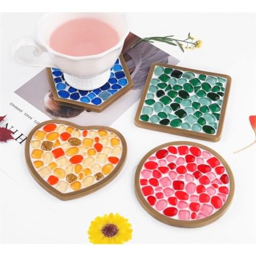 Diy Coaster Silicone Mold Love Round Square Irregular Mosaic Cup Mat Crystal Epoxy Resin Mold Mirror Handmade Home Decor