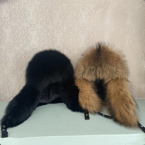 Winter Raccoon Fur Ear Protection Straw Hat Fox Hair Real Fur Hat Outdoor Warm Men Thick Cup