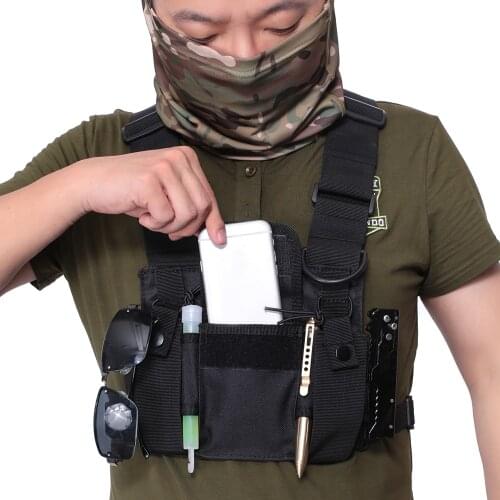 Tactical Vest Military Chest Rig Pack Pouch Harness Walkie Talkie Waist Pack Holster Backpack Airsoft Two Way Radio Hunting Bag