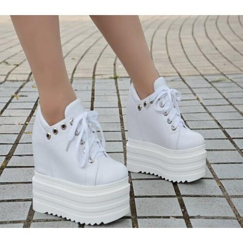 14 Cm Round Head Platform Super High Heel Thick Heel Womens Shoes Black And White Pumps For Women Sexy Wedges