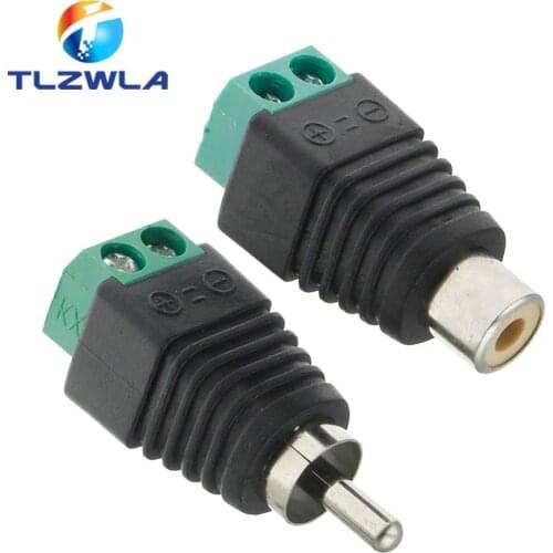 100PCS RCA Connectors Male + Female Plug TO AV Screw Terminal Video AV Balun Adapter Connector