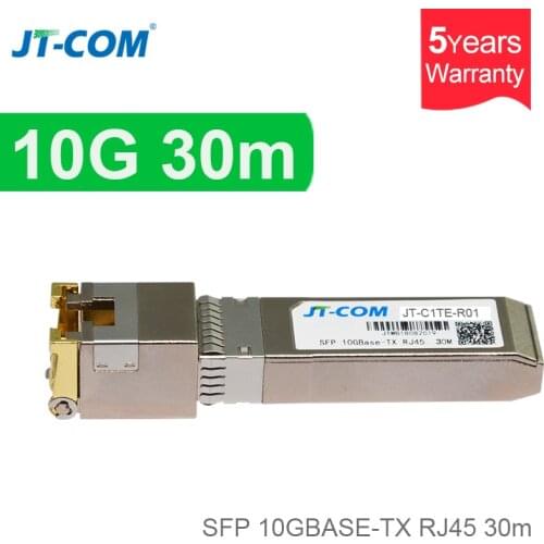10G RJ45 Copper SFP Transceiver Module 10GBase-Tx Ethernet Gpon Olt Fiber Optic FTTH Compatible with Cisco/Mikrotik Switch 30m