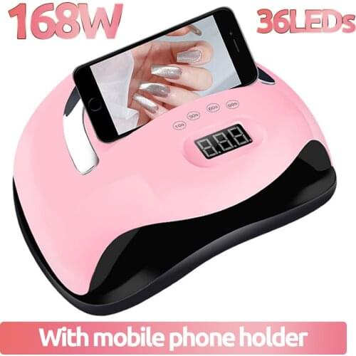 168W UV LED Nail Lamp For Curing All Nail Gel Polish Nail Dryer LCD Display Smart Sensor Manicure Pedicure Machine Nail Art Tool