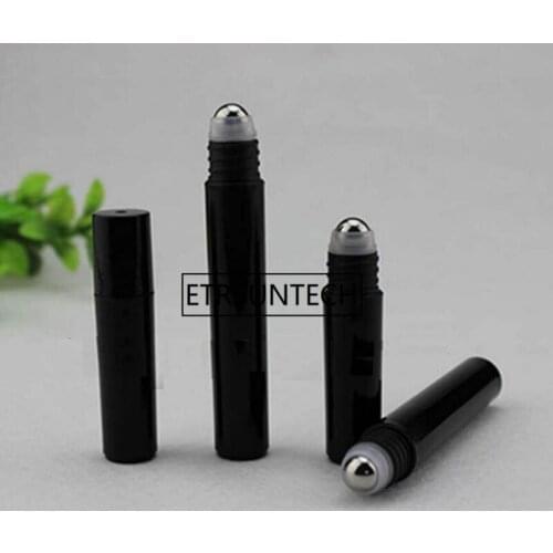 5ml 8ml 10ml 12ml Black frosted plastic Roll On Bottle for Essential Oils Refillable Perfume Bottle Deodorant Containers F1507