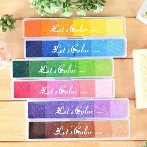 6 Colors Fantasy Rainbow Inkpad Gradient Square Mud Stamp Print DIY Handmade Gift Diary Decoration Office School Supplies H6333