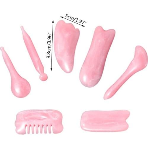 7pcs/set Natural Resin Amber Massage Scraping For Face Neck Beeswax Guasha Scraper Massager Scrape Therapy Acupoint Acup C1FF