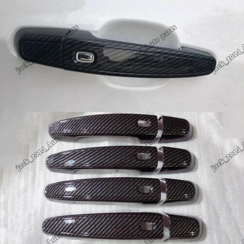 ABS Carbon fiber Door Handle Cover Trim Smart Key Hole Fit for Chevrolet Equinox 2018