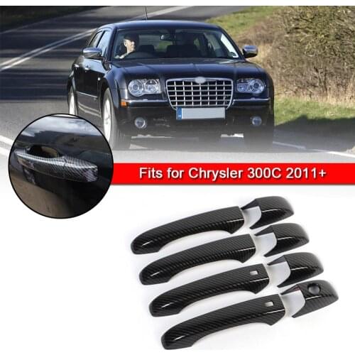 Artudatech Carbon ABS Exterior Side Door Handle Cover Trim For Chrysler 300C 2011+ Car Accessories