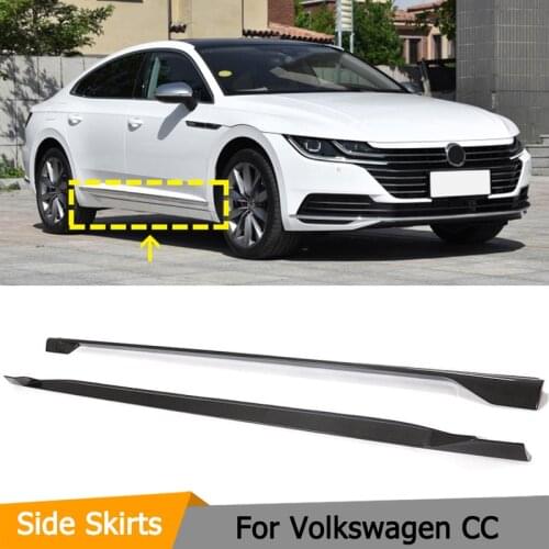 Carbon Fiber Side Skirts Body Kit For Volkswagen CC 2019 2020 Car Side Door Bumper Skirts Lip Aprons Body Kits