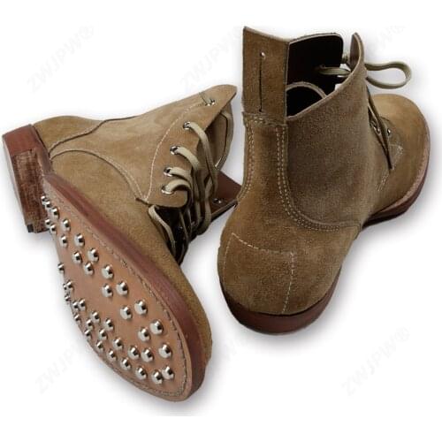 WW2 boots made up of pure cattle leather bottom nails hoof film and television works high-end copy