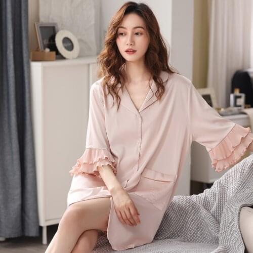 Женские шелковые ночные сорочки ChuQu China At AliExpress