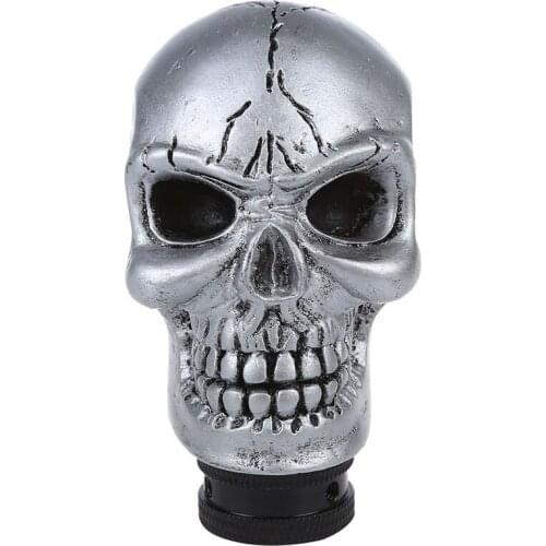 Cheap Gear Shift Knob Silver Metal Skull Head Truck Car Gear Shift Knob with 3 Plastic Connectors Cheap Gear Shift Knob