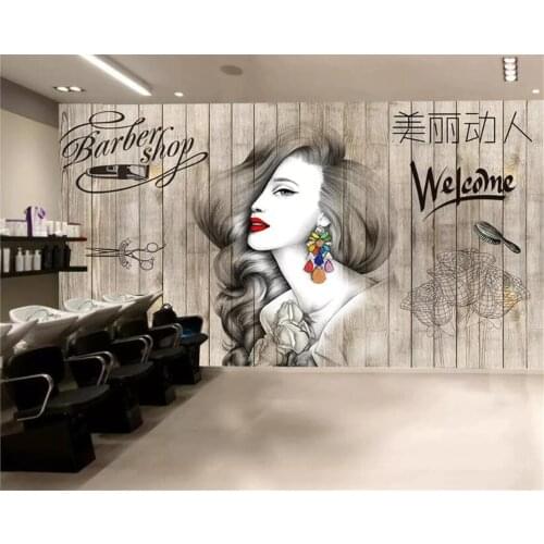 Beibehang Photo wallpaper Nordic hair salon hairdresser beauty salon barber shop background wall decoration 3d wallpaper mural
