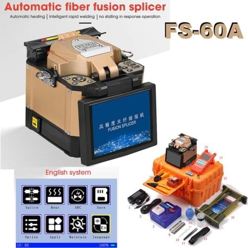 FS-60A Golden Fully Automatic 7s Welding 8s Heating 6700mAh 5' inch TFT LCD Fiber Optic Fusion Splicer +30mW OPM CFS-3 Kit Suit
