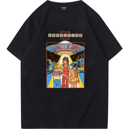 Alien Abduction Club T Shirt Grim Evil Series Funny Scary Cartoon Graphic Clothes Summer Man Women Harajuku Streetwear Camisetas