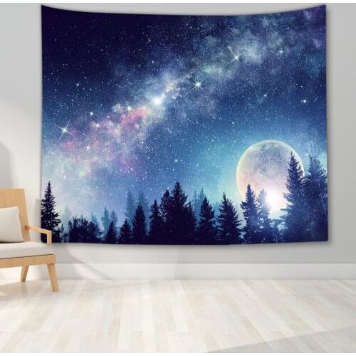 Moon Tapestry Galaxy Night Sky Tapestry Starry Space Tapestry Landscape Tapestry 3D Tapestry for Living Room Bedroom Home Decor