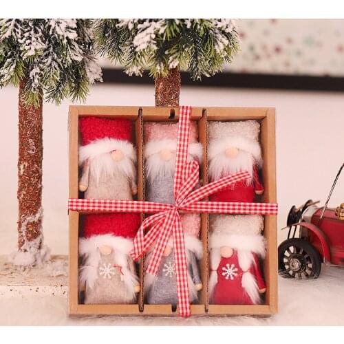 3 Set Christmas Decoration Handmade Swedish Gnome Santa Plush Ornaments Xmas Tree Hanging Pendant New Year Gift Wholesale X2