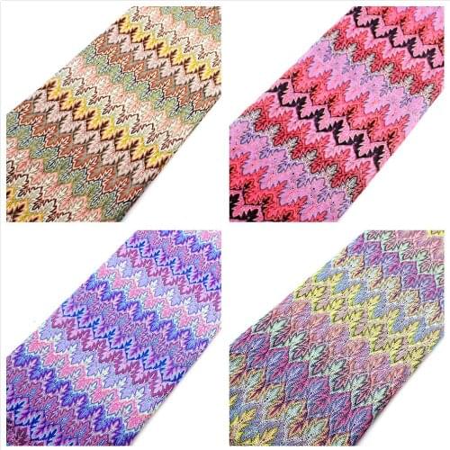 YACKALASI Zig Zag Knits Lace Fabrics 1 Meter For Dress Wave Striped Crochet Mesh Fabrics Diy Fashion Cloth Maple Leaf 150CM Wide