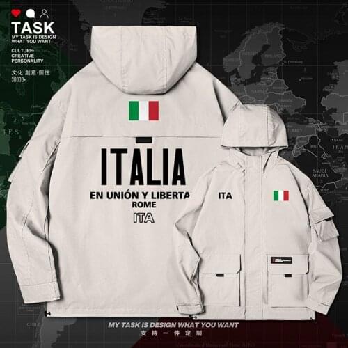 Italy Italia Italian ITA men jacket hooded nation flag long sleeve jackets fashion coat casual for men mens top clothes autumn
