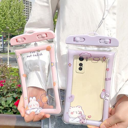 Summer Fashion Waterproof Mobile Phone Bag Cartoon Unlock Floating Swimming Phone Pouch Outdoor Diving Beach Lanyard Water Bag