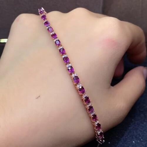 Personality Trend Garnet chain bracelet Free shipping Natural real Garnet 925 sterling silver bracelet