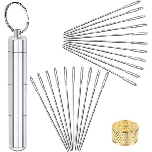 LMDZ 21 PCS Large Eye Sewing Needles, 1.58Inch/4CM Sewing Sharp Needles, Handmade Leather Needle Embroidery Thread Needle