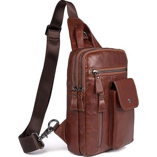 Man Handbag Men Chest Bag Cow Leather Chest Sling Bag Design One Shoulder Bag Cross Body Bag Male Travel Bag Man Phone Bag