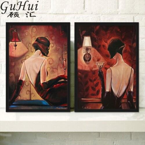 Nostalgic Retro Dancer Lady View of Back Canvas Decorative Painting Cafe Personality Poster Wall Pictures Waltz Dance Woman