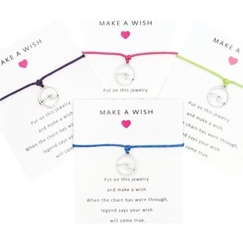 Ocean Waves Beach Sailing Charm Card Adjustable Bracelets Women Men Friendship Lovers Couple Friends Fashion Jewelry Gift