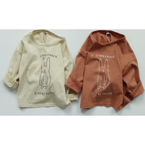 2020 Autumn Children Long Sleeve T-shirts Cartoon Rabbit Printed Baby Boys Girls Tees Korean Style Kids Clothes Casual Tops