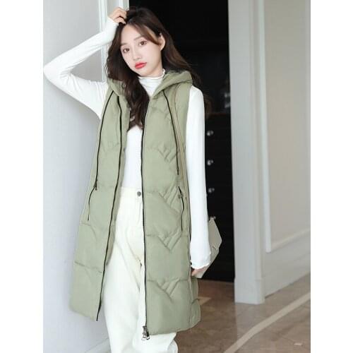 Autumn Winter Down Cotton Vest Women Fashion Stand Collar Sleeveless Jacket Vests Plus Size Waistcoat Loose Ladies Coat G1437