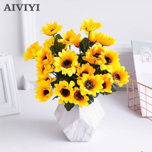 Patriotic Flower 1 bunch of yellow silk sunflower decorative flower two sizes choose artificial flower home decoration
