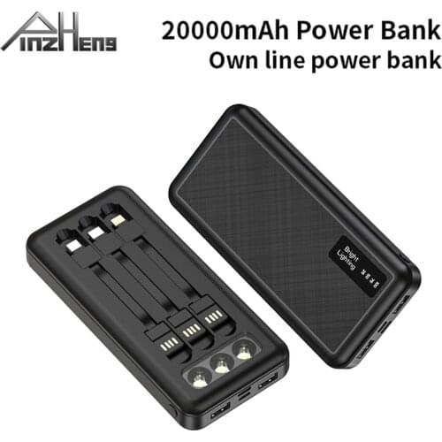 PINZHENG 20000mAh Power Bank For Phone iPhone Xiaomi Powerbank External Spare Battery External Batteries Portable Charger LED