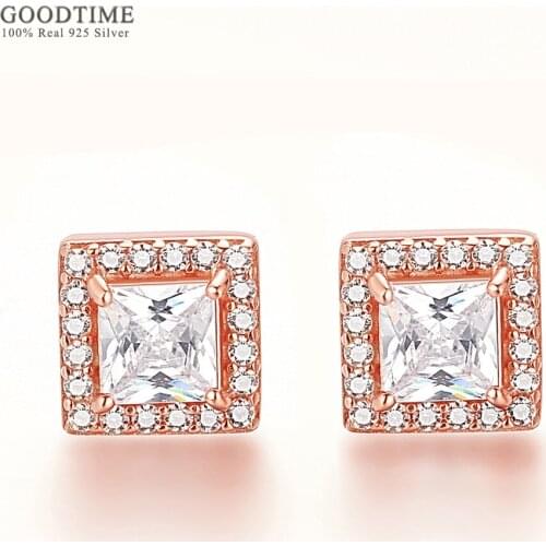 Luxury Women Rhinestone Earring For Wedding Party Pure 100% 925 Sterling Silver Square Zircon Earrings Trendy Ear Jewelry