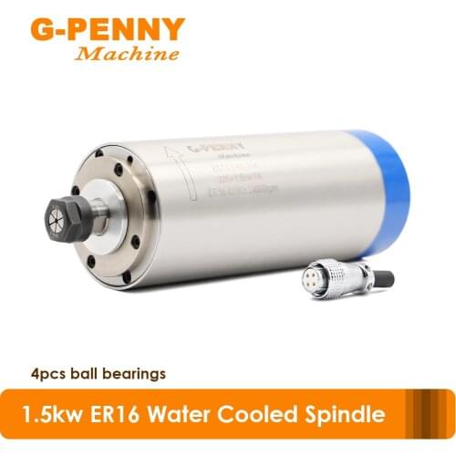 Water cooled spindle 1.5kw ER16 Diameter 80*220mm 110v/220v/380v Spindle motor 400Hz 4 pcs ball bearings CNC Spindle Motor
