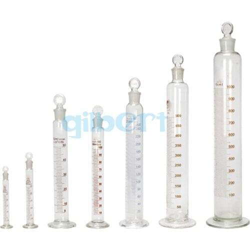 10ml/25ml/50ml/100ml Glass Measuring Cylinder With Plug Stopper Graduated Lab Laboratory