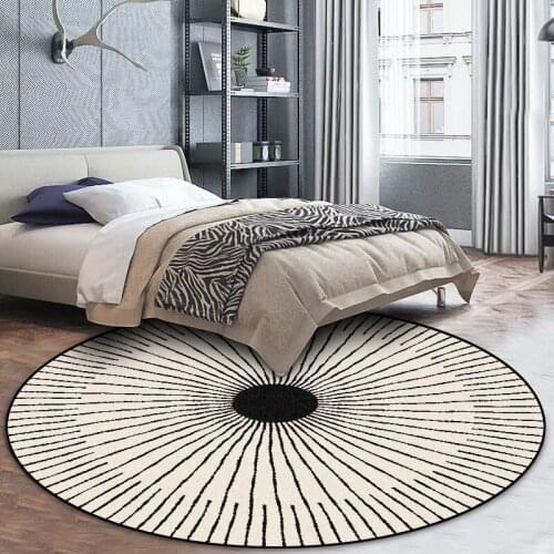 Stylish Modern Minimalist Ins Wind Black And White Circle Line Living Room Bedroom Hanging Basket Chair Round Mat Carpet