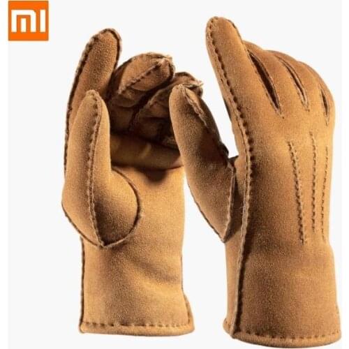 Youpin man woman Sheepskin warm gloves Plus velvet Non-slip climbing Cycling winter outdoor wool warm gloves