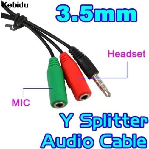 Kebidu Mic Earphone Headphone Extension Cable Y Splitter+ Smart Phone Converter Adapter 3.5mm Jack 1 to 2 Audio for PC Mp3