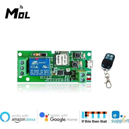 EWeLink Smart Remote Control Wifi wireless Switch Module 1CH DC5V-433 Remote Inching Self-locking RF Receive 10A Relays