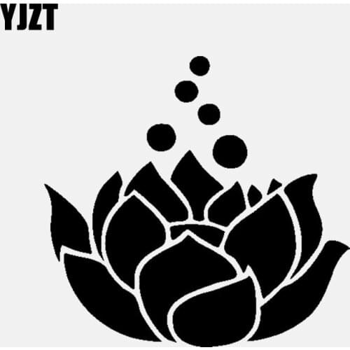 YJZT 13.7CM*13.2CM Buddhism Religion Vinyl Decal Car Stickers Lotus Flower Black/Silver C3-1556