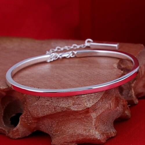 Classical S990 Sterling Silver Bracelet For Women Adjustable Ladies Pure Silver Bracelet Bangle Wedding Birthday Fine Jewelry