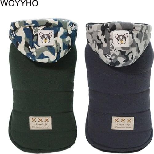 Winter Warm Dog Clothes Two Feet Thickened Cotton Soft Pet Clothing Camouflage Hooded Puppy Cats Dogs Coat Jacket S/M/L/XL/2XL