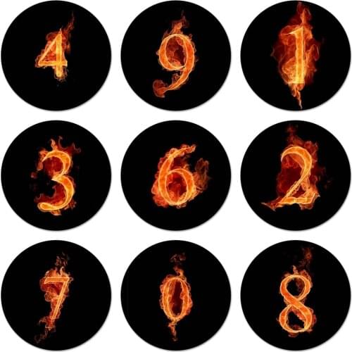 58mm art fire Number digital pattern Icons Pins Badge Decoration Brooches Metal Badges For Backpack Decoration