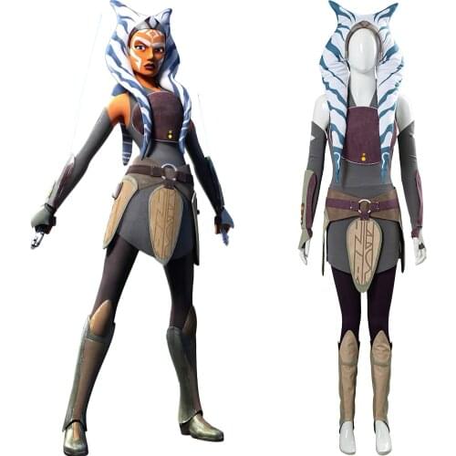 Star The Clone Wars season 7 Ahsoka Tano Cosplay Costume Superhero Outfit Fancy Hat Party Suit