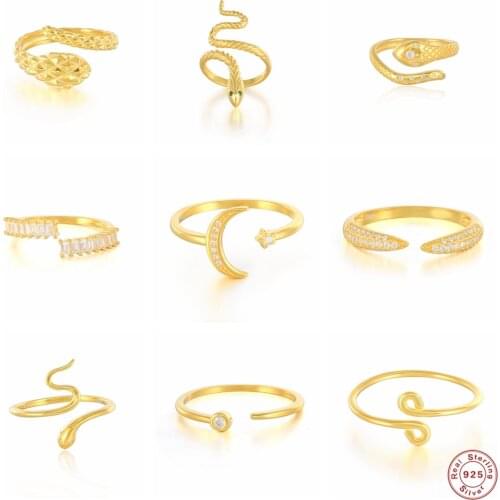 100% Real S925 Sterling Silver Snake Finger Ring Bling Zircon Engagement Rings for Lovers' Women Bridal Wedding Jewerly Gift