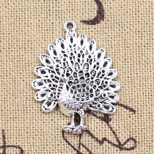 12pcs Charms bird peacock peafowls maurya 29x23mm Antique Silver Color Pendants DIY Making Findings Handmade Tibetan Jewelry