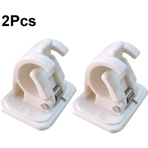 2Pcs Self-Adhesive Hooks Wall Mounted Curtain Rod Bracket Shower Curtain Rod Fixed Clip Hanging Rack
