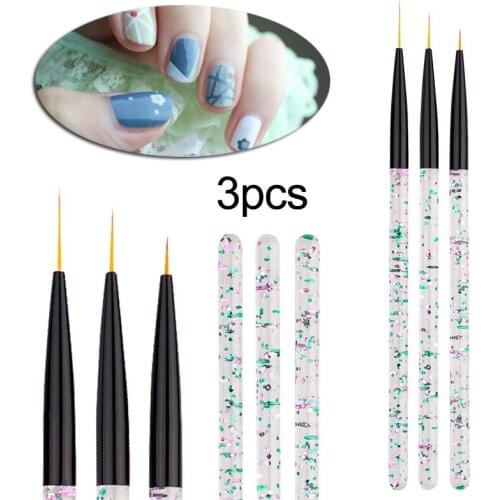 3pcs/set 7/11/15mm Professional Nail Art Liner Brushes UV Gel Polish Drawing Painting Pen 3D DIY Manicure Beauty Tools