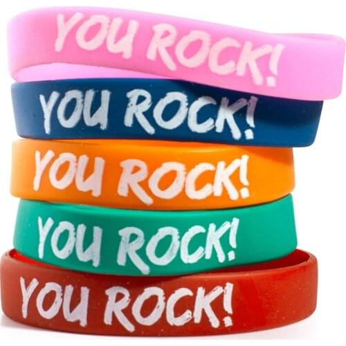 300pcs You Rock Silicone Wristbands Bracelets Free Shipping by DHL